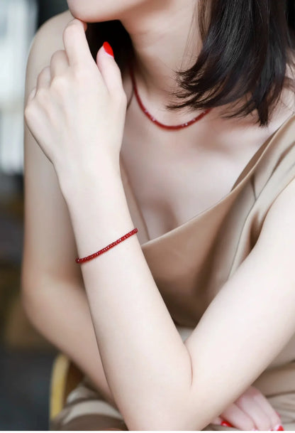 18K Gold bracelet  Natural ruby Fine Jewelry New Real for Women Au750  Design Simple Fashion Fine Jewelry Gift for Women  S512