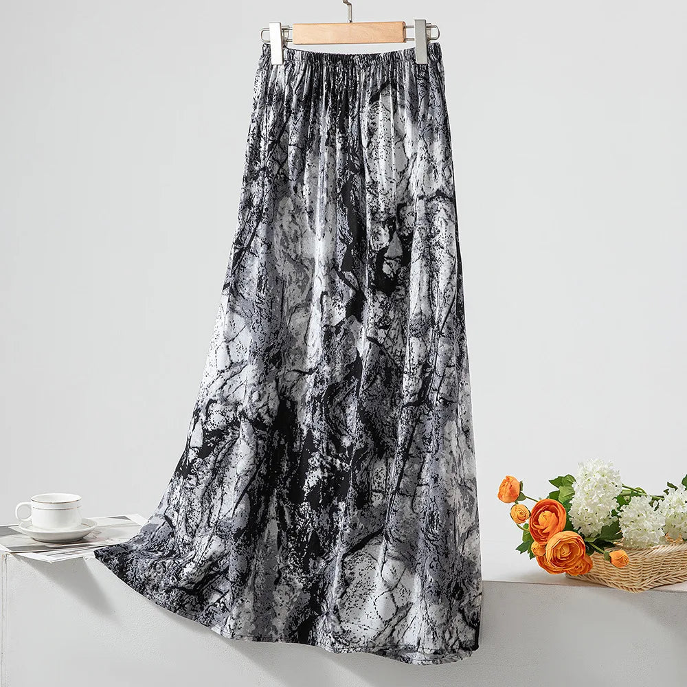 New 2024 Elegant Women Tulle Skirt Korean Fashion Boho Floral A Line Ladies Pleated Skirt Summer Chic High Waist Party Vestidos