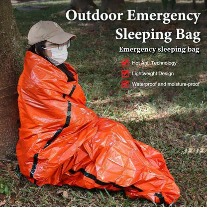 Sack for Camping, Hiking, Outdoor Adventures; Waterproof Mylar Sleeping Bag; Reusable Thermal Emergency Survival Gear.
