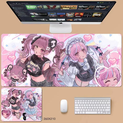 Ins Style Japanese Vintage Mouse Pad Angel Girl Mouse Pad Oversized Computer Mouse Pad Cute Pink Anime Office Desktop Mouse Pad