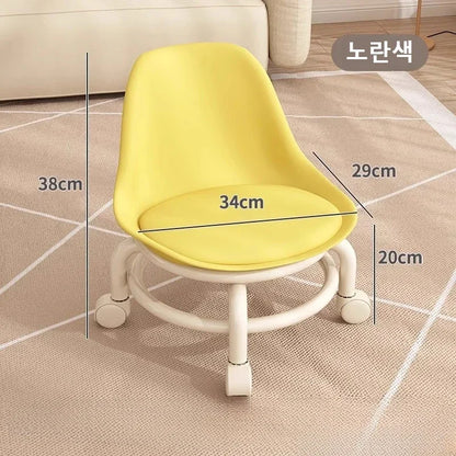 Household Backrest Pulley Low Stool Waist Protection 360 Degree Rotating Versatile Round Stools Modern Simple Universal Wheel