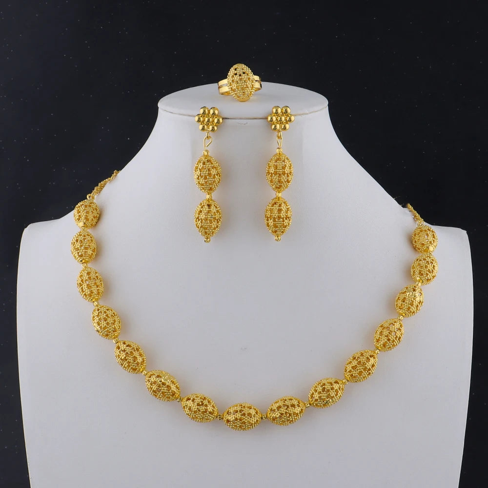 Necklace Earrings Rings Set for Women Luxury Jewelry Nigeria Bridal  Wedding Party Jewellery Set Accessories Wholesale