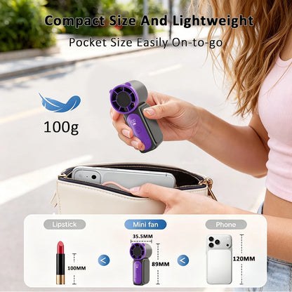 Portable Handheld Fan Mini Perosonal Hand Fan USB Rechargeable Outdoor Travel Hand Fan Digital Display Pocket Fan 100Gear