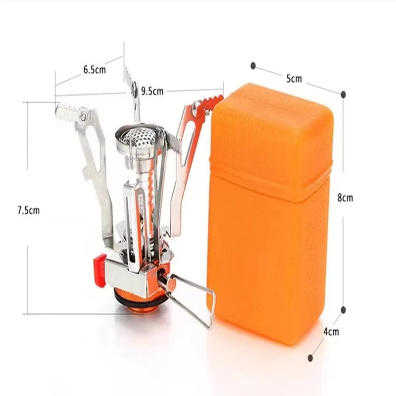 Portable Ultra Light Aluminum Alloy Camping Gas Stove, Mini Outdoor Butane Cooker for Picnic Backpacking Survival Cooking