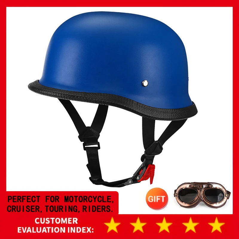 Motorcycle Half Helmet German Leather Vintage Helmet Casco Moto Motorcycle Open Face Helmet Biker Pilot DOT Certification M-L-XL