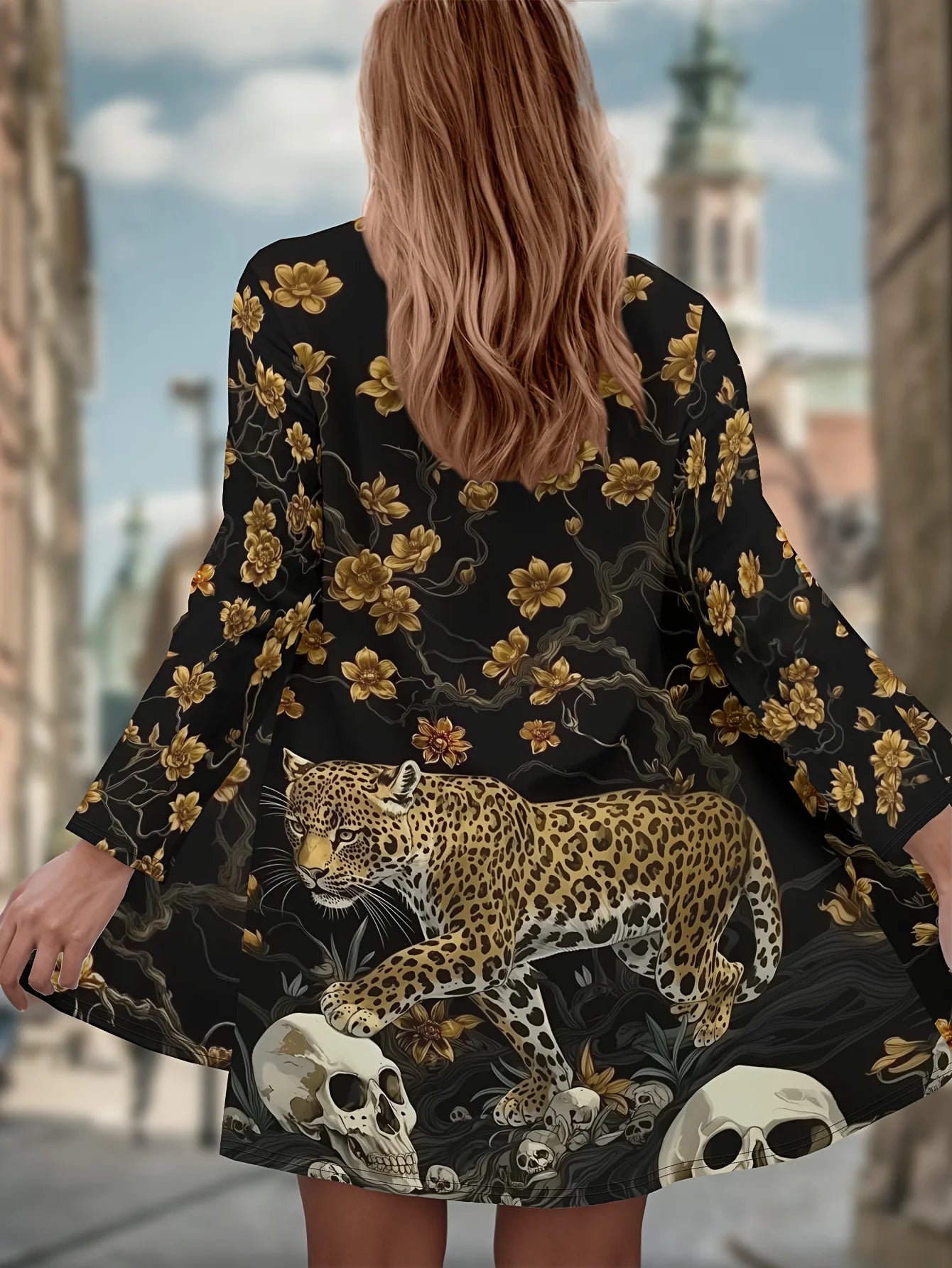 Women's Winter Jacket with 3D Tiger and Lion Animal Prints, Front-Opening Loose Fit Cape, Casual Polyester Women's Clothing