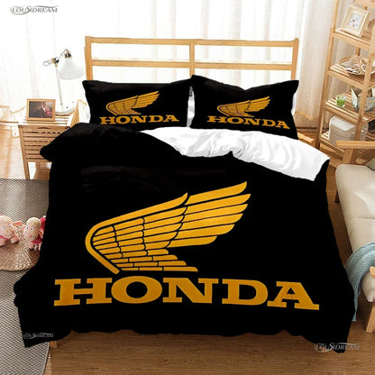 HRC-HONDA Motorcycle logo Duvet Cover Comforter Bedding sets Soft Quilt Cover and Pillowcases for Teens Single/Double/Queen/King