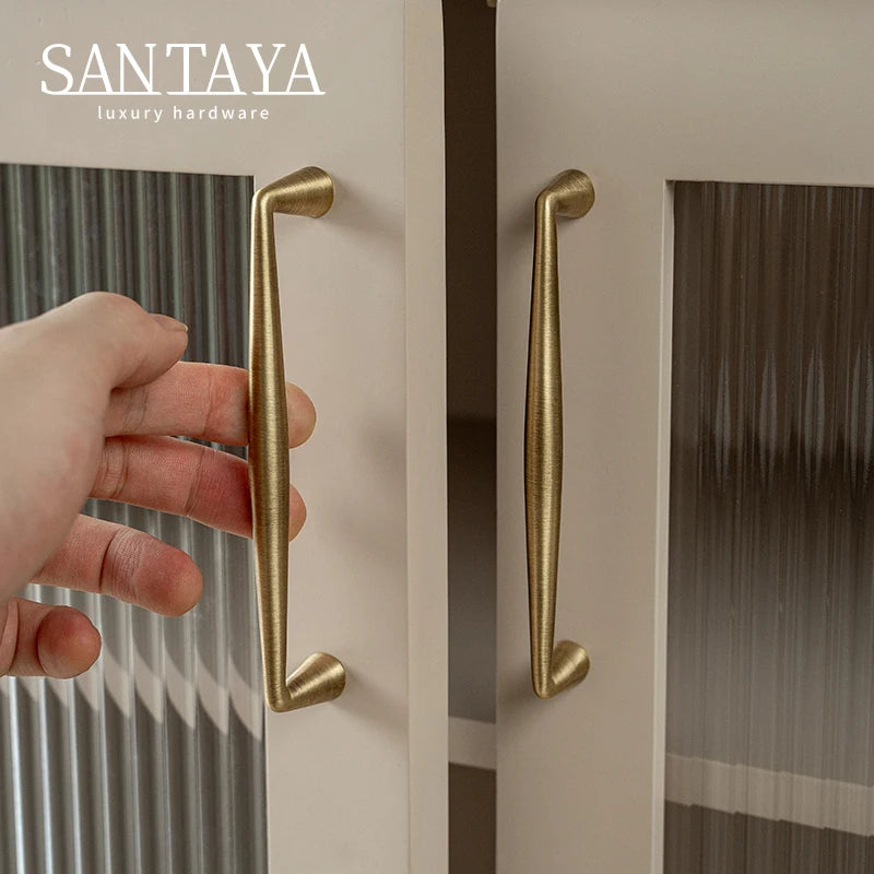 Santaya Solid Antique Brass Handle Kitchen Cabinet Pull Wardrobe Drawer Knob Furniture Hardware Long