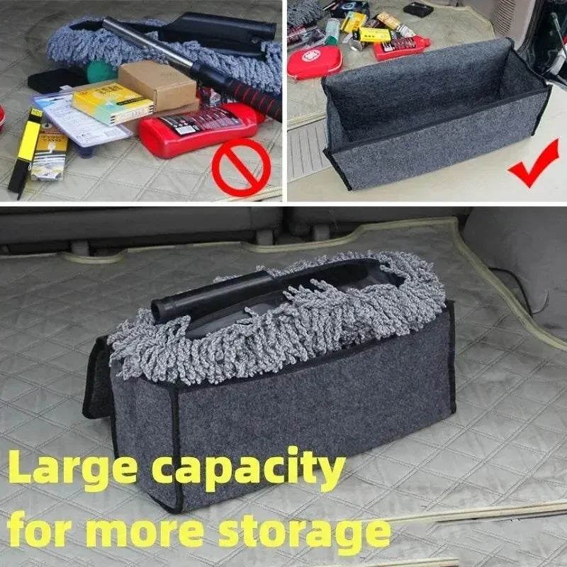 Anti-slip car trunk organizer - large capacity storage box made of soft felt material space-saving car accessory