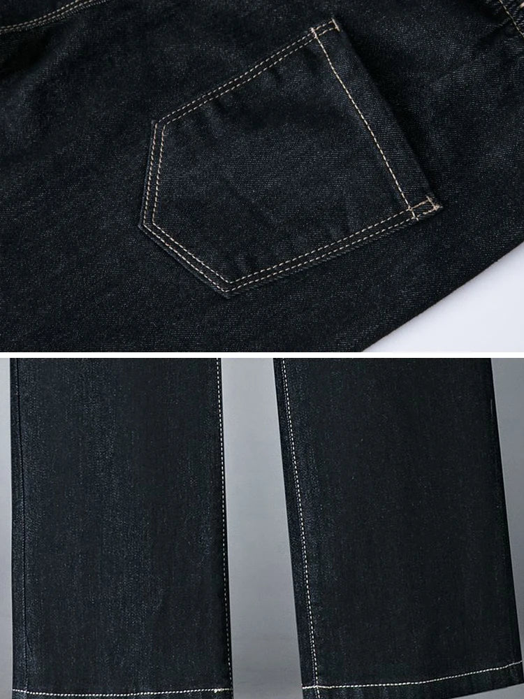 Elastic High Waist Baggy Straight Jeans Winter Warm Thicken Velvet Lined Wide Leg Denim Pants Women Casual Vintage Vaqueros New