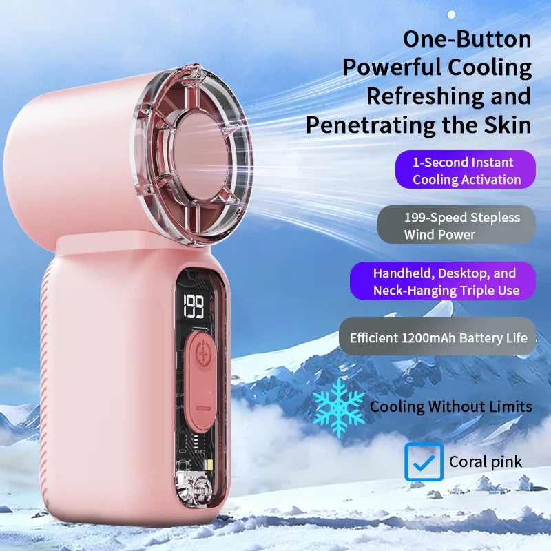 Best Selling Summer Super Mini Rechargeable Handheld High Speed Fan Powerful Wind Ultra-Quiet Fan Digital Display
