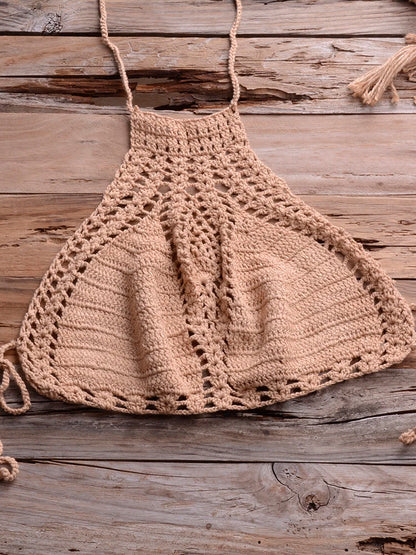 Sexy Crochet Bikinis Sets Handmade Knitted Cotton Swimwear Swimsuit Top + Bottom Bandage Women Sexy Beachwear Biquinis