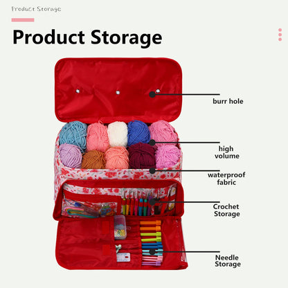 QZLKNIT Hot Sale Yarn Storage Bag with Dandel Waterproof Sewing Accessories Storage Bags Square Knitting Tote Bag Christmas Gift