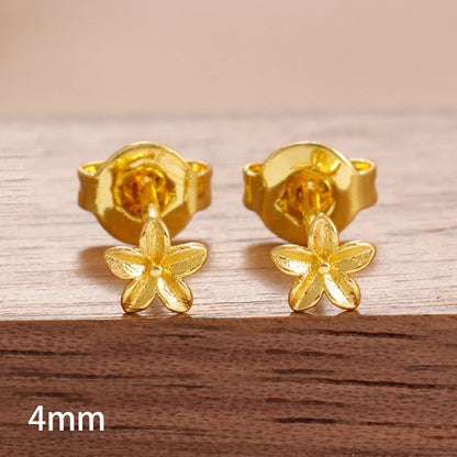 Exquisite Gold Color Simple Small Flower Stud Earring For Women Cute Hypoallergenic Daily Wear Ear Piercing Jewelry Wholesale