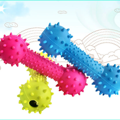 TPR Pet Puppy Toys Rubber Sound Barbells Barbed Dumbbells Dog Grinding Toys Flexible Bite Resistance Clean Teeth Pet Supplies