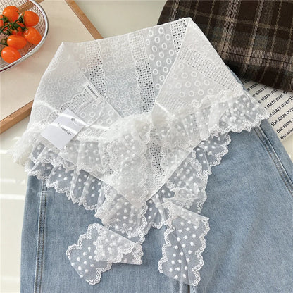 INS Y2K Stylish Lace Embroidery Layered Triangular Types Jeans Pant Matching Half Skirts Fart Curtains All-Match Stacked Skirt