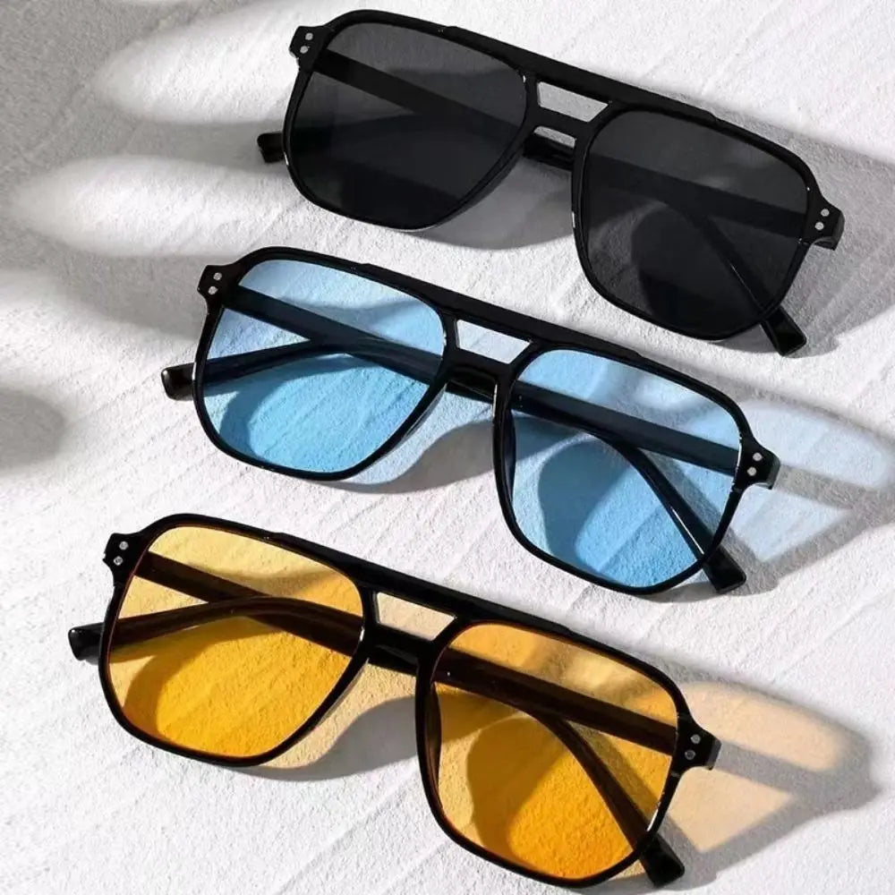 Punk Square Frame Sunglasses Anti-UV Beach Eye Protection Black Shades Glasses Travel Accessories Retro Sunglasses for women men