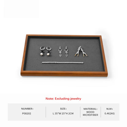 Oirlv Gray Wooden Jewelry Tray  Jewelry Display Viewing Plate Ring Pendant Bracelet Storage Plate Display Tray Jewelry Organizer