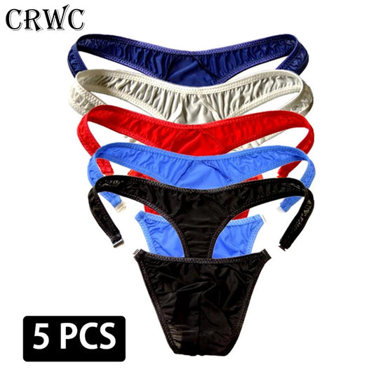 5Pcs/Set Men Sexy G-string Transparent Buckle Low Waist Thong Nylon High Quality Underwear U Pouch Cozy Underpants Fast Shipping