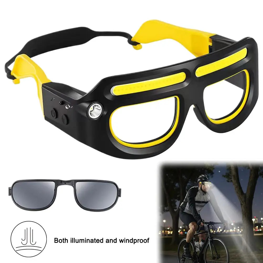 Headlamp With 2 Lens,Rechargeable LED Safety Glasses Headlights ,Detachable Sunglasses,Headlamp For Working,Riding,Night Fishing