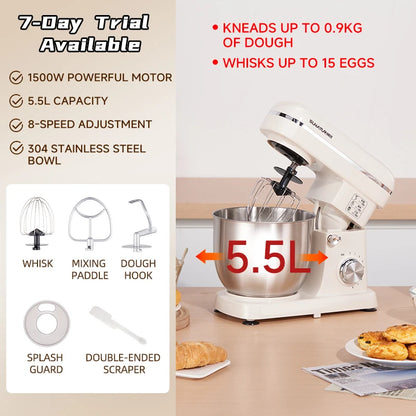 SUNATUR Electric Stand Mixer Professional Kitchen Mixer Egg Beater Cream Whisk Dough Mixer Home Commercial Use