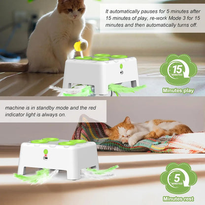 Whack A Mole Automatic Pop-Up Rechargeable Feather Toy for Cats Dogs Interactive Playing Kitten Training Pet Supplies
