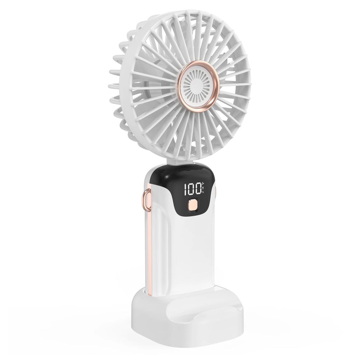Portable Fan Mini Handheld Electric Fan with LED Sceen Battery Display Support 5 Adjustable Wind Speed Silent Operation Foldable