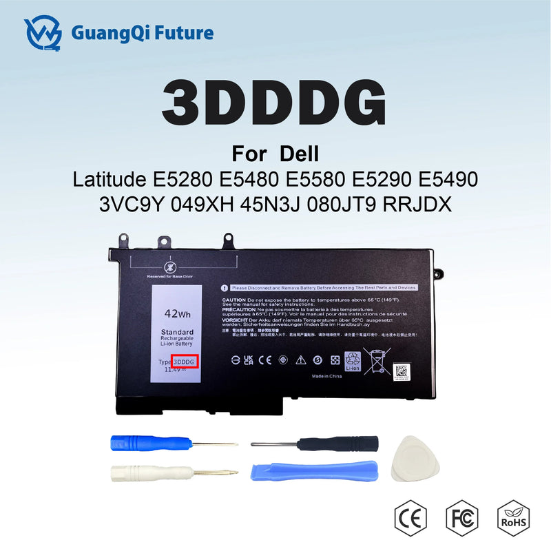 3DDDG 45N3J 42Wh 3684mAh Laptop Battery for Dell Latitude E5280 E5480 E5580 E5290 E5490 5280 5288 5290 5480 5488 5490 5491 5495