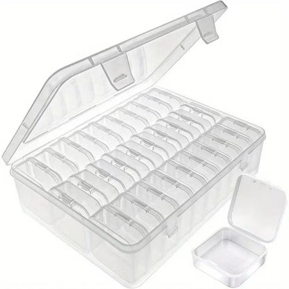 Durable plastic storage box, 30 compartments and small containers, transparent jewelry and home small item storage box