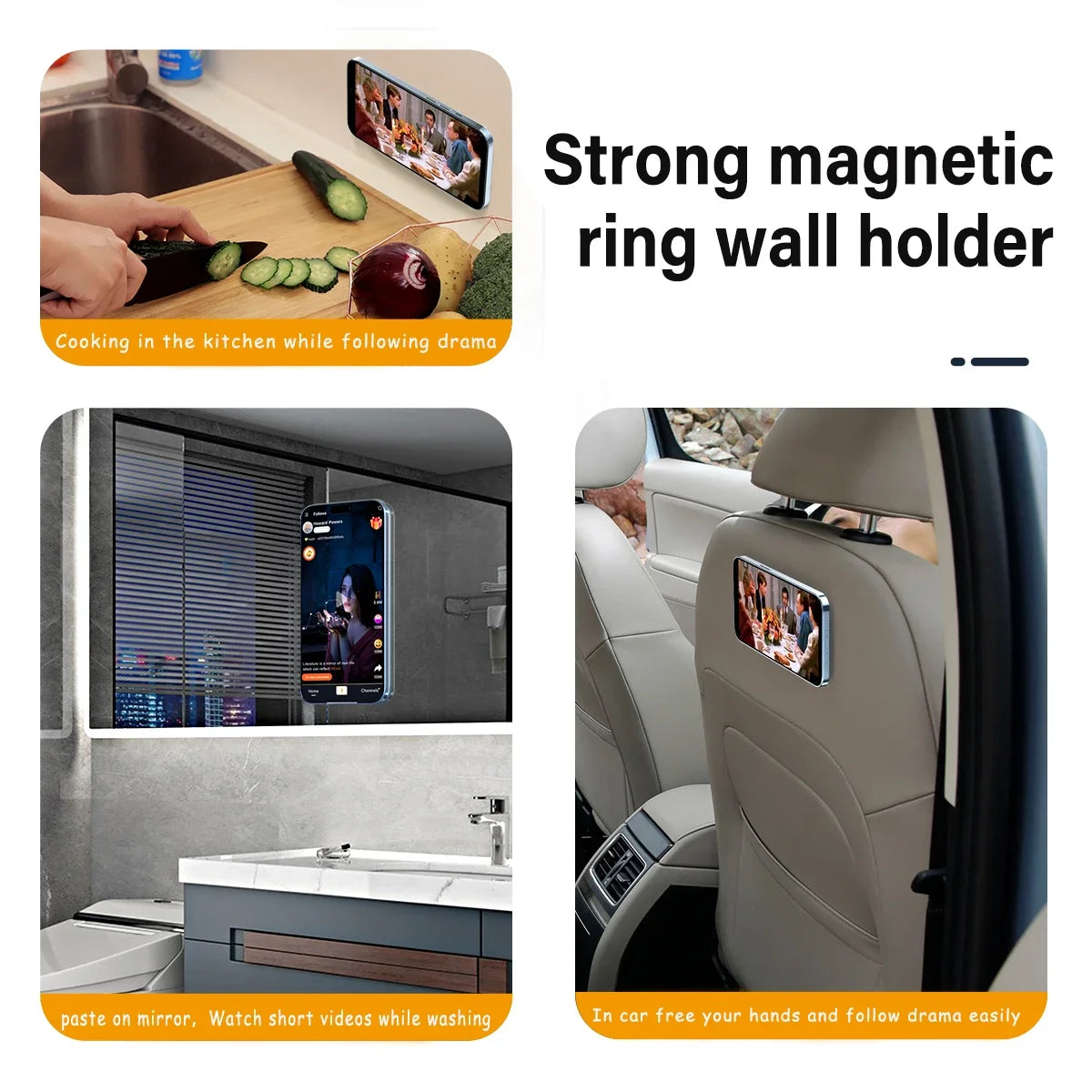 The Magnetic Phone Holder Is Multi-functional and Suitable for Various Scenarios. Use The Adhesive Magnetic Phone Holder