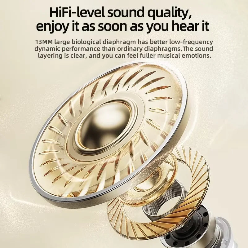 101-Wireless headphones with noise cancellation, in-ear type, equipped with a charging case, high-fidelity stereo sound.