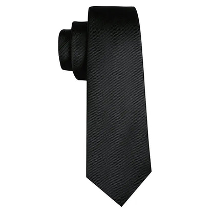 Black Men Necktie High Quality Solid Silk Woven Tie New Male Handkerchief Cufflinks Sets Business Party Formal Barry.Wang 6476