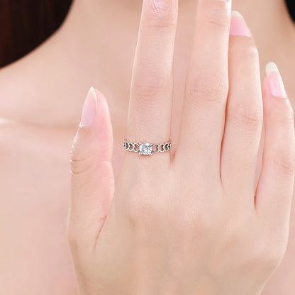 Modian 925 Sterling Silver Romantic Hollow Hearts Promise Ring For Women Fine Jewelry Sparkling Round 5mm CZ Rings Fine Jewelry