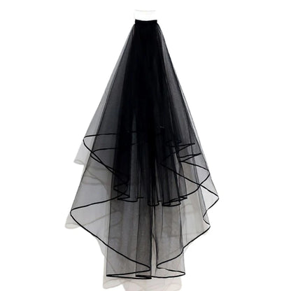 Halloween Black Veil Bridal Lace Tulle Veil Theme Party Performance Headdress Carnival Cosplay Hair Accessories