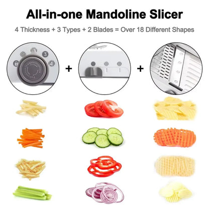 Adjustable Mandoline Slicer Stainless Steel Vegetable Chopper Slicer Veggie Chopper with Waffle Maker| French Fry Cutter YY120