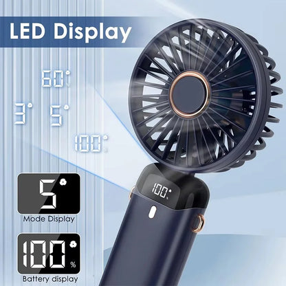 Portable Mini Fan With 5 Speeds USB Rechargeable Charging Small Foldable Battery Fans Handheld For Desk Bedroom Indoor Outdoor