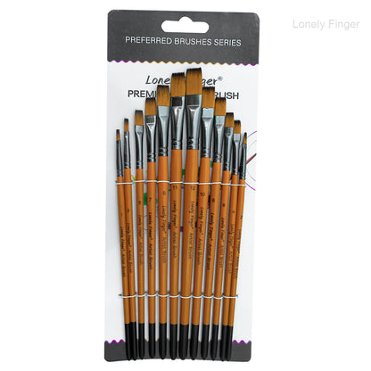 12/48pcs Acrylic Paint Brushes, Professional Synthetic Bristles Paint Brush Set Flat, Filbert,  Round, Angle Paint Brushes
