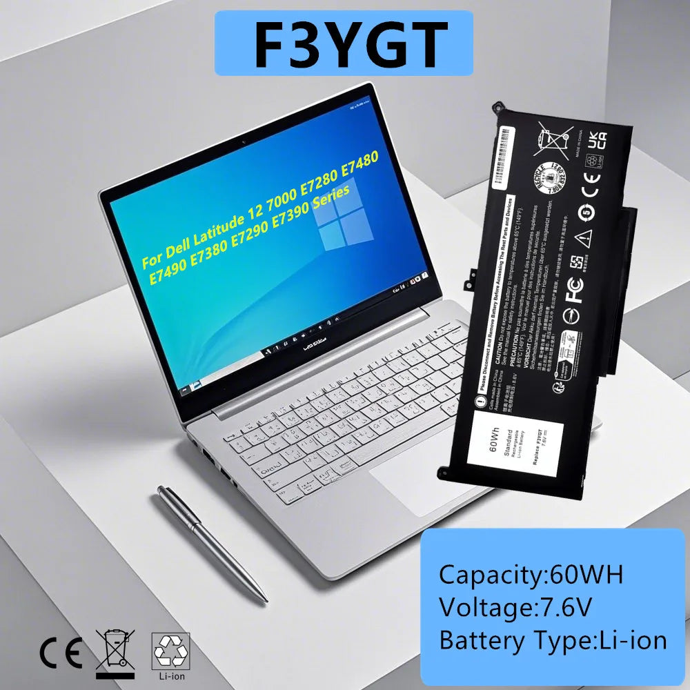 Laptop Battery For Dell Latitude 12 7280 7290 7380 7390 E7380 E7390 E7280 E7290 14 7480 7490 E7480 E7490 F3YGT