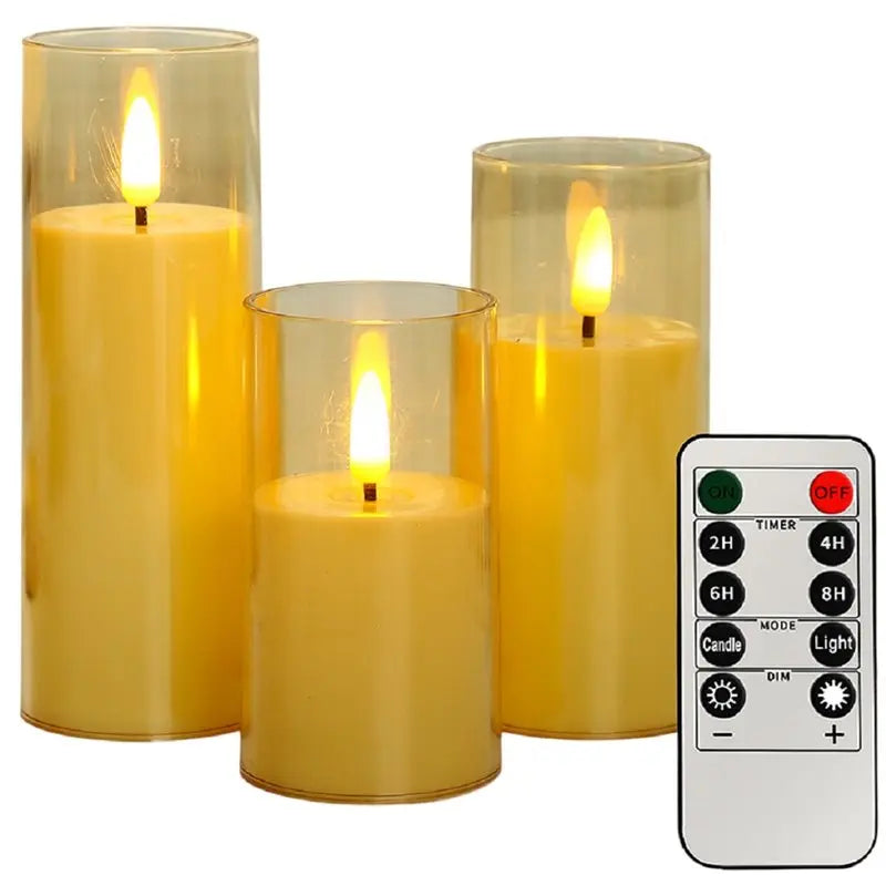AA81-PP Flamless Flickering Candles With Remote And Timer, LED Pillar Candle For Dinner Wedding Holiday Decor