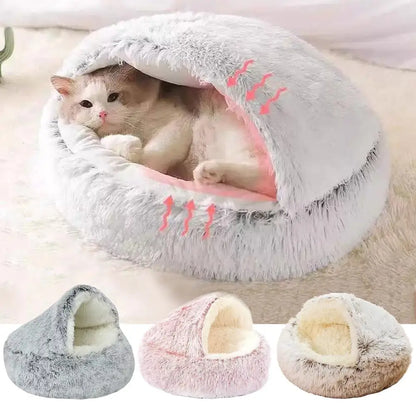 2 in 1 Soft Plush Pet Bed 50CM with Cover Round Cat Bed Pet Puppy Mattress Warm Cat Dog Sleeping Nest Cave for Small Dogs Mats