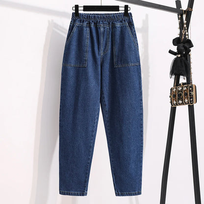 plus Size Denim Trousers High Waist Straight Leg Women's Spring Faion Slimming Long Pants Casual Harajuku Sle Jeans
