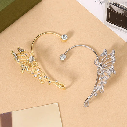 Korean Fashion Butterfly Elf Ear Hanging Earrings For Women Jewelry 2026 Trending New Luxury Ear Cuff Without Hole Fake Earrings