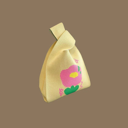 Fashion Handmade Knit Handbags Women Mini Knot Wrist Bag Korean Casual Tote Bag Reusable Shopping Bags