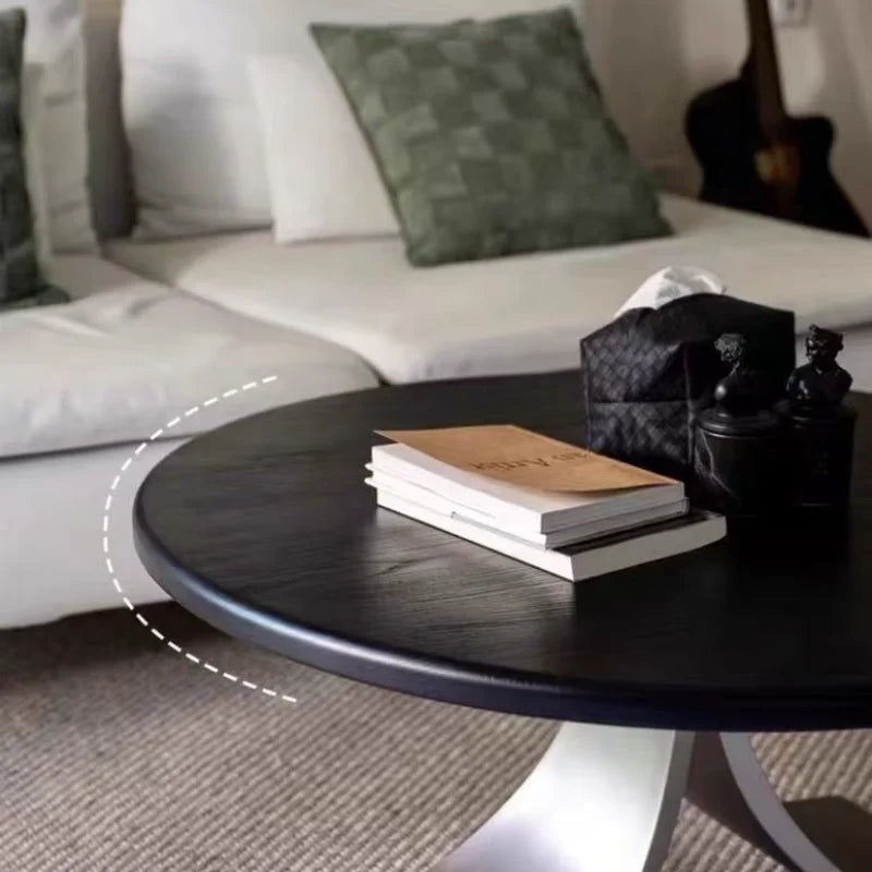 Classical Solid Wood Round Coffee Table Vintage Simple Living Room Low Coffee Tables Creative Luxury Sofa Beside Home Furniture