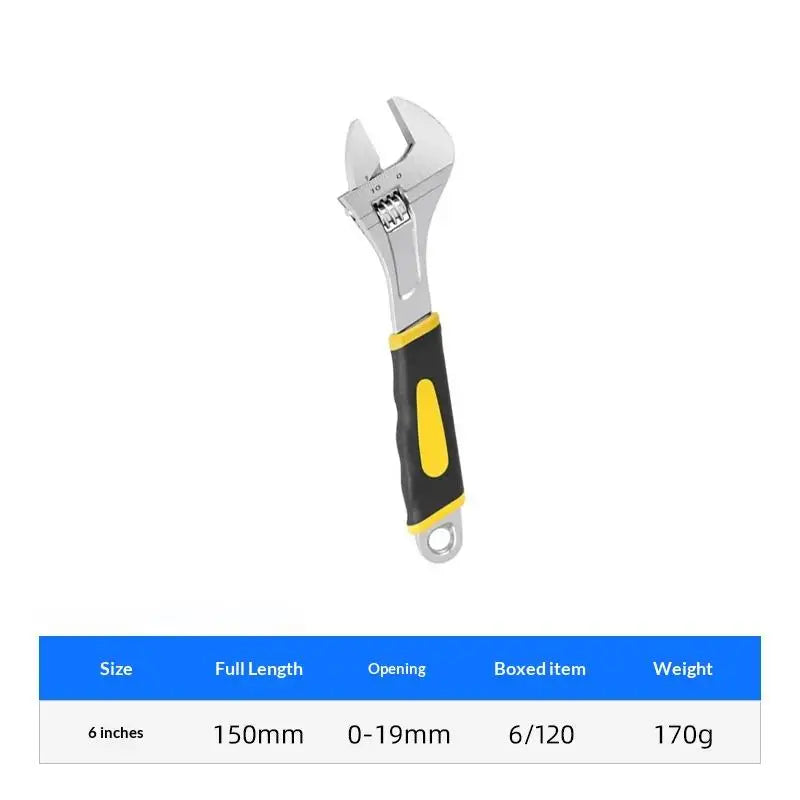 6-10 Inch Heavy Duty Adjustable Wrench With Rubberized Handle Box End Professional Tool Kit Construction Equipment