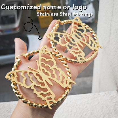 Customized Stainless Steel Name Earrings Customized Text Earrings Fashion Earrings Banquet Party Earrings Birthday Gifts