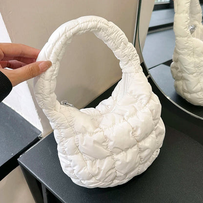 Mini Cloud Pleated Bags for Women Casual Quilted Handbag Nylon Padded Handle Bags Luxury Soft Puffy Bag Designer Underarm Bag