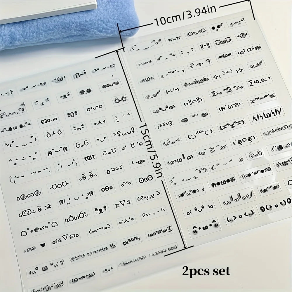 10 Sheets of Adorable Hand-Drawn Expression Stickers - Self-Adhesive Jelly Sparkles, Journaling & Crafts, Matte Finish, Cartoon