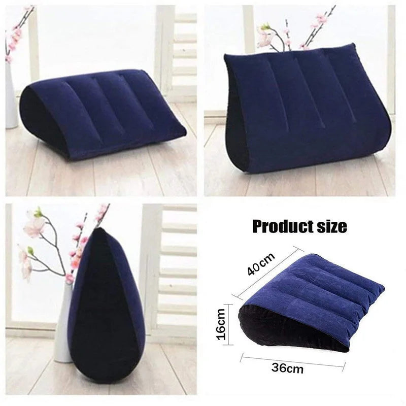 Inflatable Travel Pillow Multifunctional Body Pillow Lumbar Yoga Pillow Travel Positions Support Air Cushion Triangular Pillow