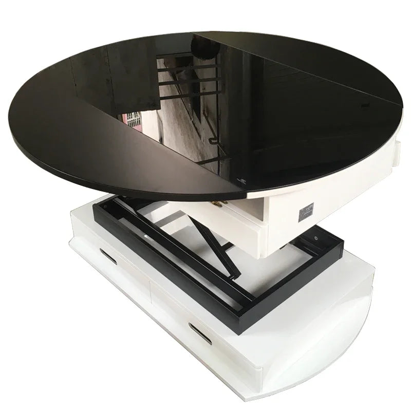 Creative Multi-Functional Coffee Table Dual-Use Electric Lifting Small Apartment Collapsible Square round Table Glass Tea Table